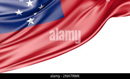 Samoa-Flagge isoliert auf weißem Hintergrund, Abbildung 3D Stockfoto