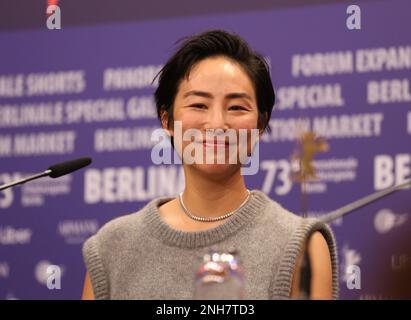 Berlin, Deutschland. 19. Februar 2023 Auf der Pressekonferenz für den Film „Vergangene Leben“ beim Berlinale International Film Festival 73., Hotel Grand Hyatt. Kredit: Doreen Kennedy/Alamy Live News. Stockfoto