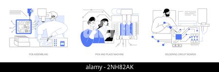 Abstrakte Vektordarstellungen für die Herstellung elektronischer Geräte. Stock Vektor