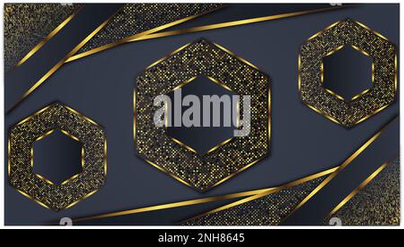 Dunkelgrauer und goldener Hintergrund und Tapetendesign Stock Vektor