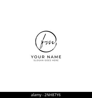 F, M, FM Anfangsbuchstabe handschriftlich und Signature Vector Logo. Geschäftsvorlage in Rundform Strichgrafiken Stock Vektor