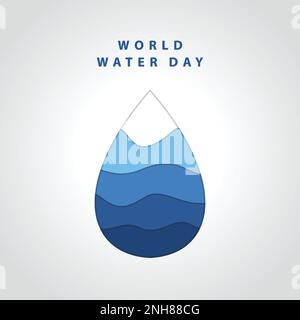 World Water Day - abstraktes Wassertropfenkonzept. Sparen Sie das Wasser, moderne Aquarell-Vektordarstellung Stock Vektor