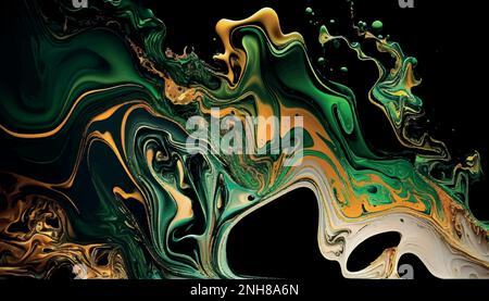 Luxuriöse abstrakte Tapete, grüner Marmor und goldener Hintergrund. Dunkelgrüner Smaragdmarmor Stock Vektor