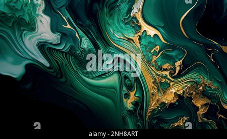 Luxuriöse abstrakte Tapete, grüner Marmor und goldener Hintergrund. Dunkelgrüner Smaragdmarmor Stock Vektor