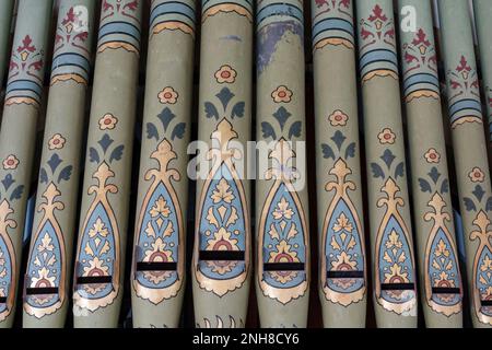 Orgelpfeifen in der St. Mary's Church, Playford, Suffolk, England Stockfoto