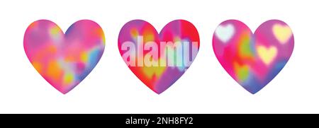 Handgemalte Liebesherzen in Aquarell, Kollektion, illustriert in rot und rosa Tinte und isoliert auf Weiß für Hochzeitseinladungen oder Valentinstag c Stock Vektor