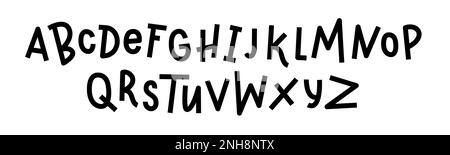 Spielerische Schriftart für Kinder. Lustige Großbuchstaben. Vektordarstellung. Cartoon-Alphabet für Kinder Stock Vektor