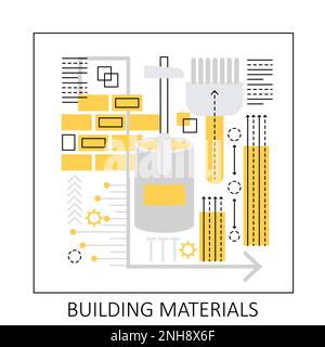 Baumaterial. Hausbauwerkzeuge, Vektordarstellung der Geräteversorgung Stock Vektor