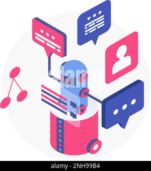 Kundenservice für Chatbot. Kundensupport, künstliche Intelligenz, Vektorgrafik Stock Vektor