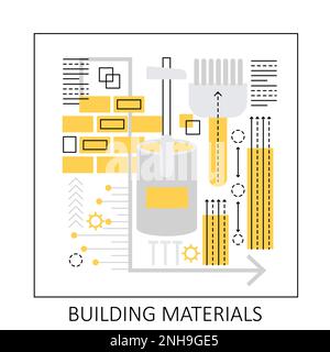 Baumaterial. Hausbauwerkzeuge, Vektordarstellung der Geräteversorgung Stock Vektor