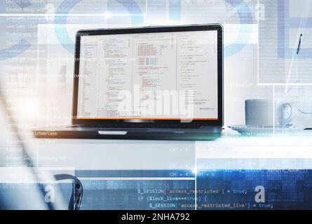 Programmierung Moderner Blockchain-Basierter Software Conceptual Image. Neue Technologien. Stockfoto