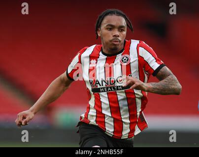 Sheffield, England, 20. Februar 2023. Antwoine Hackford aus Sheffield Utd während des Spiels der Professional Development League in Bramall Lane, Sheffield. Das Bild sollte lauten: Simon Bellis/Sportimage Stockfoto