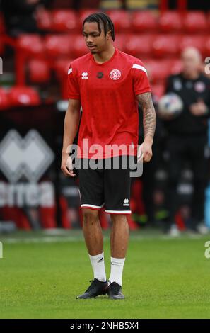 Sheffield, England, 20. Februar 2023. Antwoine Hackford aus Sheffield Utd während des Spiels der Professional Development League in Bramall Lane, Sheffield. Das Bild sollte lauten: Simon Bellis/Sportimage Stockfoto