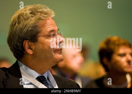 Paolo Gentiloni, nationale Treffen Partito Democratico, Busto Arsizio, Italien Stockfoto