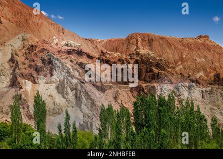 Basgo oder Bazgoo, ein Dorf am Ufer des Flusses Indus im Bezirk Leh, Ladakh, Indien. Antikes kulturelles und politisches Zentrum, Basgo Monast Stockfoto