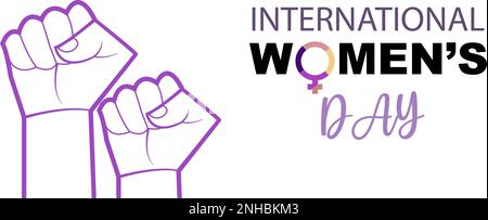 Banner-Poster zum Internationalen Frauentag. Die Bewegung für die Rechte der Frau. Feminismus-Aktivisten kämpfen für die Rechte der Frauen auf Freiheit, Unabhängigkeit und Equ Stock Vektor