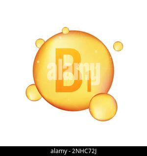 Vitamin-B1-goldleuchtendes Symbol. Ascorbinsäure. Darstellung des Vektormaterials Stock Vektor