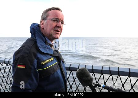 21. Februar 2023, Schleswig-Holstein, Eckernförde: Boris Pistorius (SPD), Bundesminister für Verteidigung. Foto: Christian Charisius/dpa Stockfoto