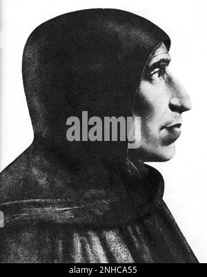 Der italienische eretische Domenikanische Priester GIROLAMO SAVONAROLA ( 1452 - 1498 ) - frate domenicano - scomunica - scomunicato - GEROLAMO - Portrait - ritratto - profilo - Profil --- Archivio GBB Stockfoto