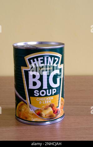 Dose Heinz Chicken & Leek Big Soup, GB Stockfoto