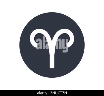 Isoliertes Aries-Astrologisches Zeichen in einem schwarzen Kreis. Stock Vektor