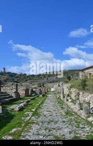 Die Straße Velia, eine antike griechisch-römische Stadt in der Provinz Salerno, Staat Kampanien, Italien. Stockfoto