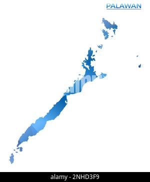 Polygonale Palawan-Vektorkarte. Lebendige geometrische Insel mit niedrigem Poly-Stil. Charmante Illustration für Ihre Infografiken. Technologie, Internet, Netzwerk c Stock Vektor