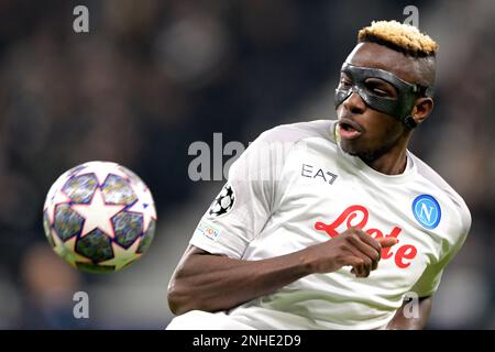 Frankfurt am Main, Deutschland. 21. Februar 2023. FRANKFURT - Victor Osimhen von SSC Napoli während des 16. Spiels der UEFA Champions League zwischen Eintracht Frankfurt und SSC Napoli am 21. Februar 2023 im deutschen Stadion Bank Park in Frankfurt am Main. AP | niederländische Höhe | GERRIT VON KÖLN Kredit: ANP/Alamy Live News Stockfoto