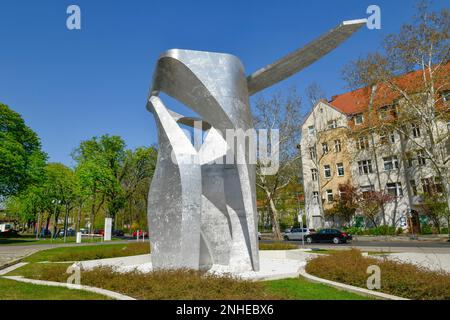 Skulptur von Daniel Libeskind, Flügel, vor dem Siemens-Verwaltungsgebäude, Rohrdamm, Siemensstadt, Spandau, Berlin, Deutschland Stockfoto