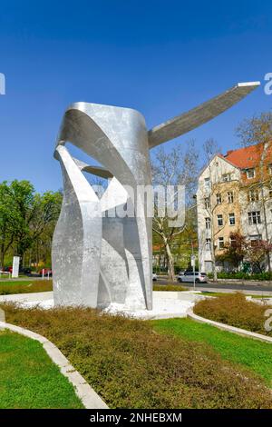 Skulptur von Daniel Libeskind, Flügel, vor dem Siemens-Verwaltungsgebäude, Rohrdamm, Siemensstadt, Spandau, Berlin, Deutschland Stockfoto