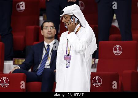 AL-RAYYAN - Präsident der Qatar Football Association Scheich Hamad bin Khalifa bin Ahmed Al-Thani während des FIFA-Weltmeisterschafts-2022 E-Spiels zwischen Japan und Spanien im Khalifa International Stadium am 1. Dezember 2022 in Ar-Rayyan, Katar. AP | niederländische Höhe | MAURICE AUS STEIN Stockfoto