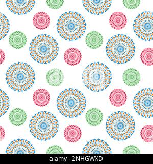 Wirbelnde farbenfrohe Objekte Dekoration nahtloser Mustervektor Stock Vektor