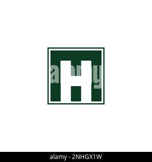 Buchstabe mh quadratischer Umriss einfacher geometrischer Logovektor Stock Vektor