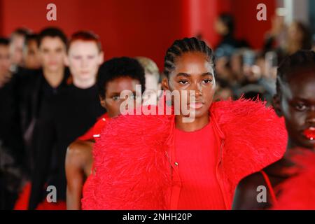 DAVID KOMA Herbst-Winter 2023-2024 Runway während der London Fashion Week am 2023. Februar in London; UK 18/02/2023 Stockfoto