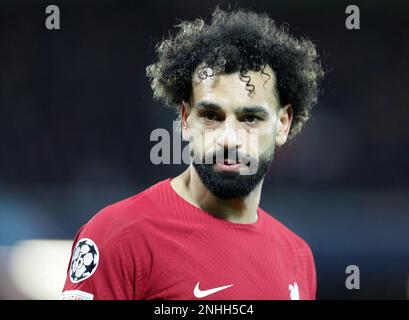 Anfield, Liverpool, Merseyside, Großbritannien. 21. Februar 2023. Champions League Football, Liverpool gegen Real Madrid; Mohamed Salah von Liverpool Credit: Action Plus Sports/Alamy Live News Stockfoto