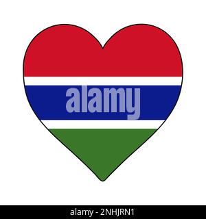 Gambia - Herzform Flagge. Ich Liebe Gambia. Besuchen Sie Gambia. Westafrika. Afrikanische Union. Grafische Konstruktion Von Vektordarstellungen. Stock Vektor