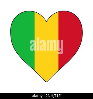 Mali-Flagge In Herzform. Ich Liebe Mali. Besuchen Sie Mali. Westafrika. Afrikanische Union. Grafische Konstruktion Von Vektordarstellungen. Stock Vektor