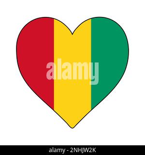 Guinea-Herzform-Flagge. Ich Liebe Guinea. Besuchen Sie Guinea. Westafrika. Afrikanische Union. Grafische Konstruktion Von Vektordarstellungen. Stock Vektor