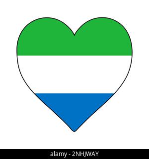 Sierra Leone: Herzform-Flagge. Ich Liebe Sierra Leone. Besuchen Sie Sierra Leone. Westafrika. Afrikanische Union. Grafische Konstruktion Von Vektordarstellungen. Stock Vektor