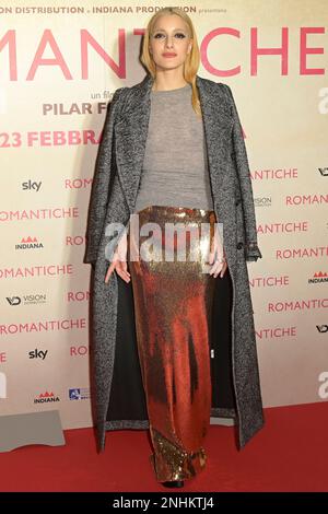 Rom, Italien. 21. Februar 2023. Levante besucht den roten Teppich der Premiere des Films „Romantiche“ im Cinema Adriano. Kredit: SOPA Images Limited/Alamy Live News Stockfoto