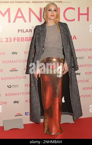 Rom, Italien. 21. Februar 2023. Levante besucht den roten Teppich der Premiere des Films „Romantiche“ im Cinema Adriano. (Foto: Mario Cartelli/SOPA Images/Sipa USA) Guthaben: SIPA USA/Alamy Live News Stockfoto