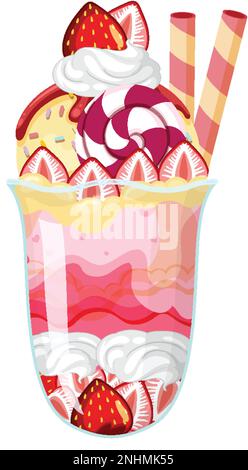 Eisbecher, serviert in einer Glasillustration Stock Vektor