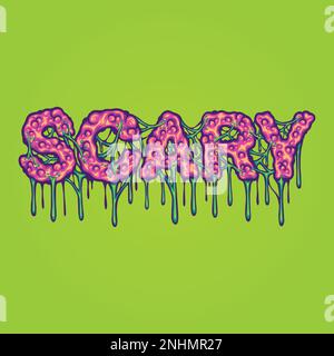 Horror gruseliger Text Handschrift Buchstaben Wörter Illustrationen Vektorbilder für deine Arbeit Logo, Merchandise-T-Shirt, Aufkleber und Etikettendesigns, Poster Stock Vektor