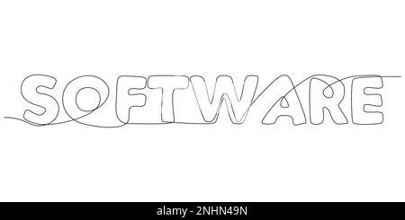 Eine durchgehende Zeile des Softwareworts. Vektorkonzept zur Darstellung dünner Linien. Kontur Zeichnen kreativer Ideen. Stock Vektor