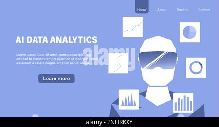 Künstliche Intelligenz in der Datenanalyse, Data Marketing Technology, Business Data Report Stock Vektor