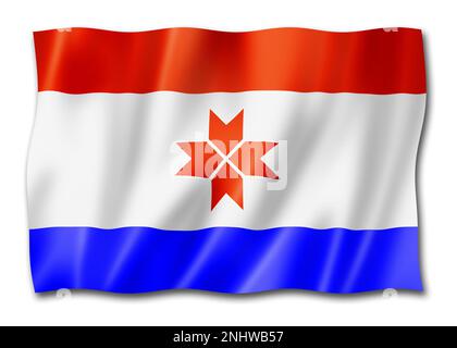 Mordovia Staat - Republik - Flagge, Russland winkende Banner Sammlung. 3D-Illustration Stockfoto