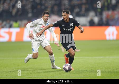 Frankfurt, Deutschland. 21. Februar 2023. Tuta (Frankfurt) Fußball/Fußball : UEFA Champions League Runde des 16 1. Beinspiels zwischen Eintracht Frankfurt 0-2 SSC Neapel im Frankfurter Stadion . Kredit: Mutsu Kawamori/AFLO/Alamy Live News Stockfoto