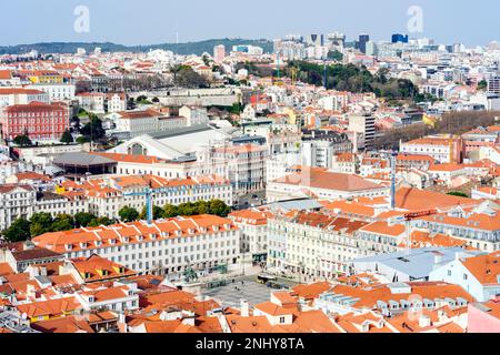 Lissabonner Stadtbild: Praca da Figueira Stockfoto