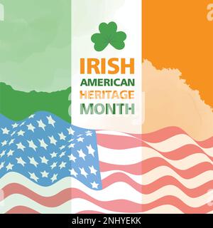 Irish-American Heritage Month, jährlich zur Geschichte Amerikas, moderne Vektordarstellung im Hintergrund Stock Vektor