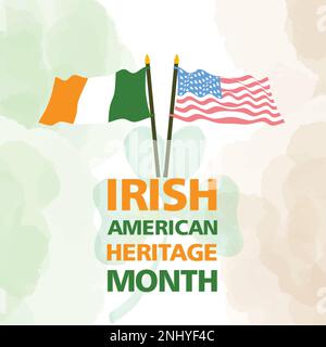 Irish-American Heritage Month, jährlich in den Vereinigten Staaten gefeiert, moderne Vektordarstellung im Hintergrund Stock Vektor